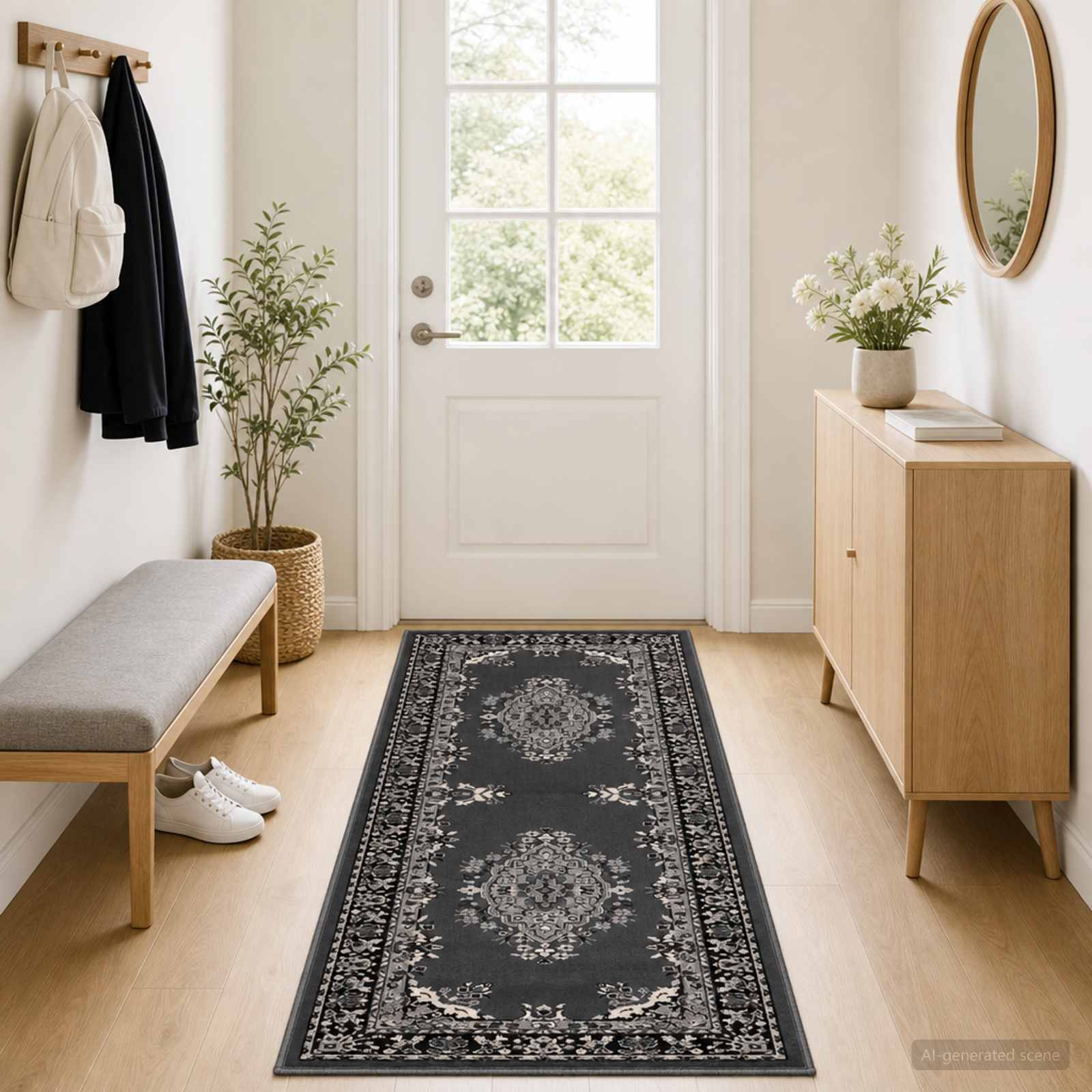 tappeto antiscivolo FLORNES Tessuto Grigio PP 7 mm