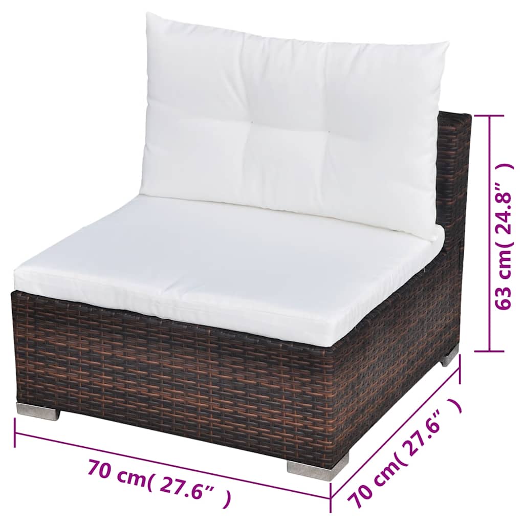 Set Divani da Giardino 5 pz con Cuscini in Polyrattan Marrone