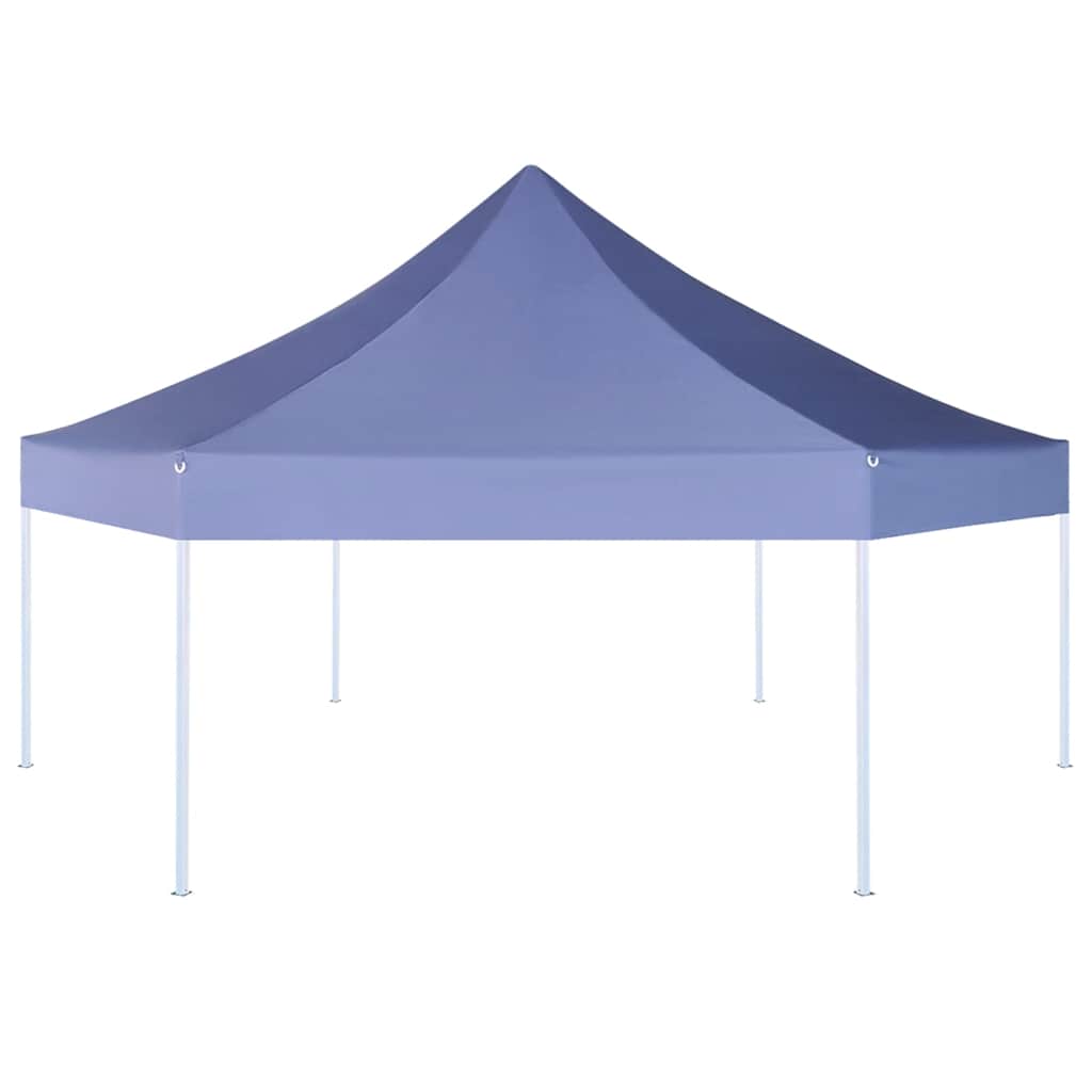 Gazebo Pieghevole Esagonale Pop-Up Blu Scuro 3,6x3,1 m