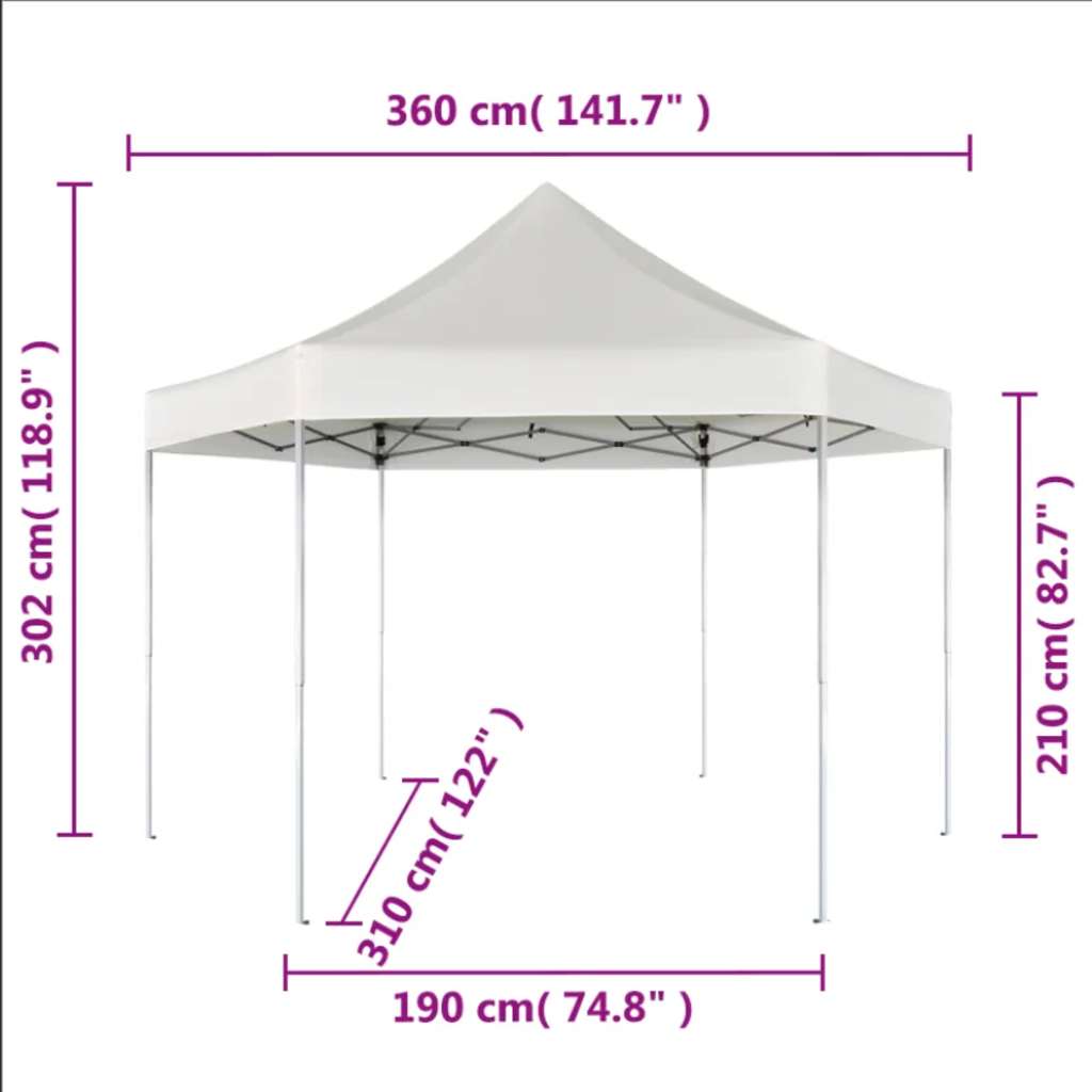 Gazebo Pieghevole Esagonale Pop-Up Blu Scuro 3,6x3,1 m