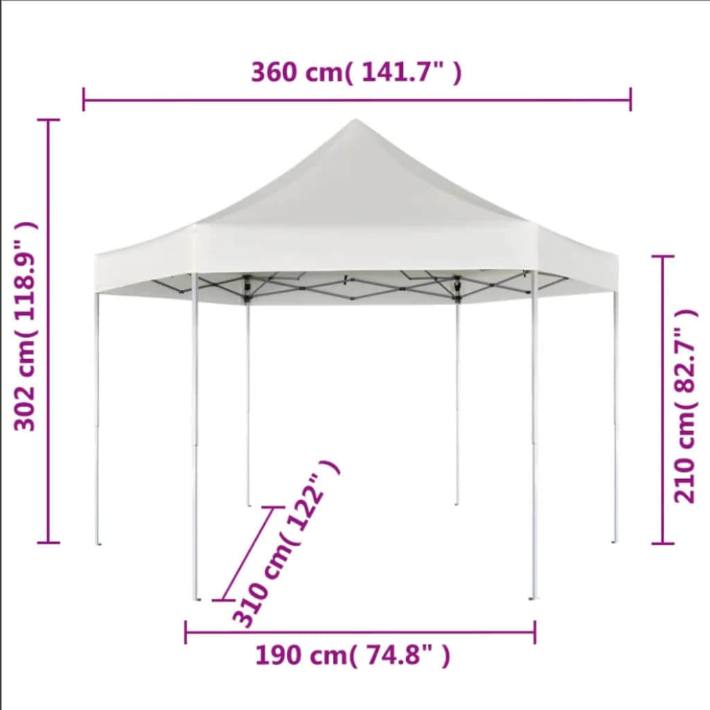 Gazebo Pieghevole Esagonale Pop-Up Grigio 3,6x3,1 m