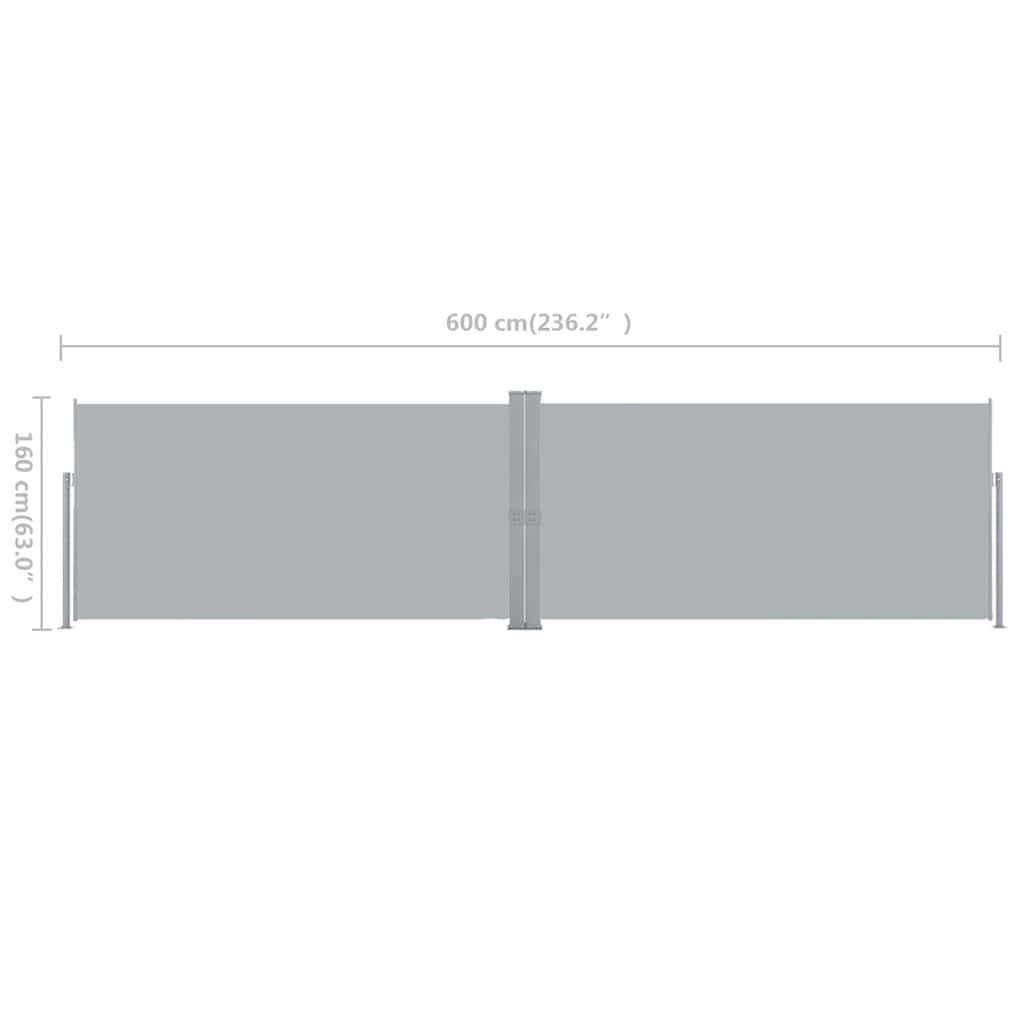 Tenda da Sole Laterale Retrattile 160x600 cm Grigia