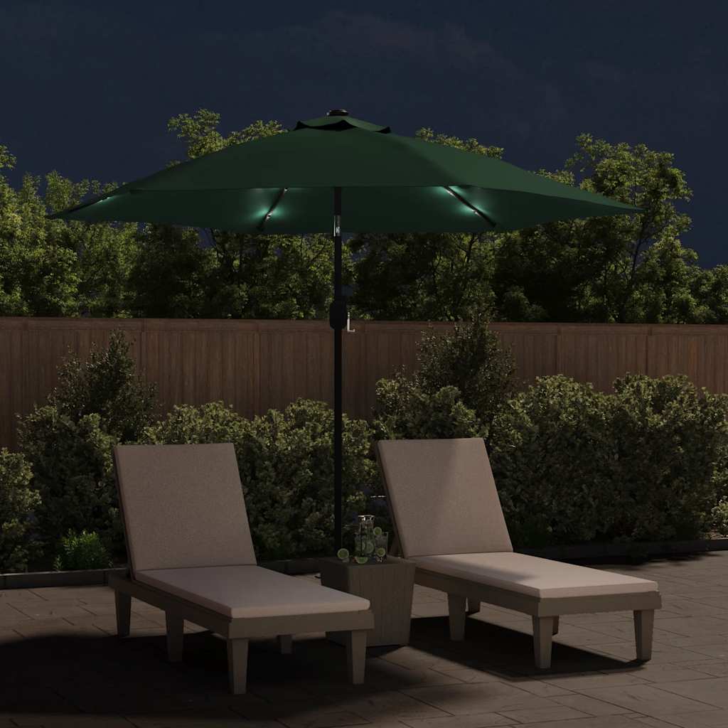 Ombrellone a Sbalzo da Giardino con LED 3 m Verde