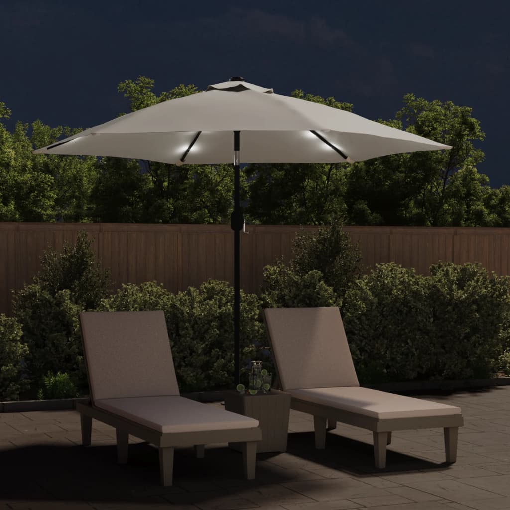 Ombrellone a Sbalzo da Giardino con LED 3m Bianco Sabbia