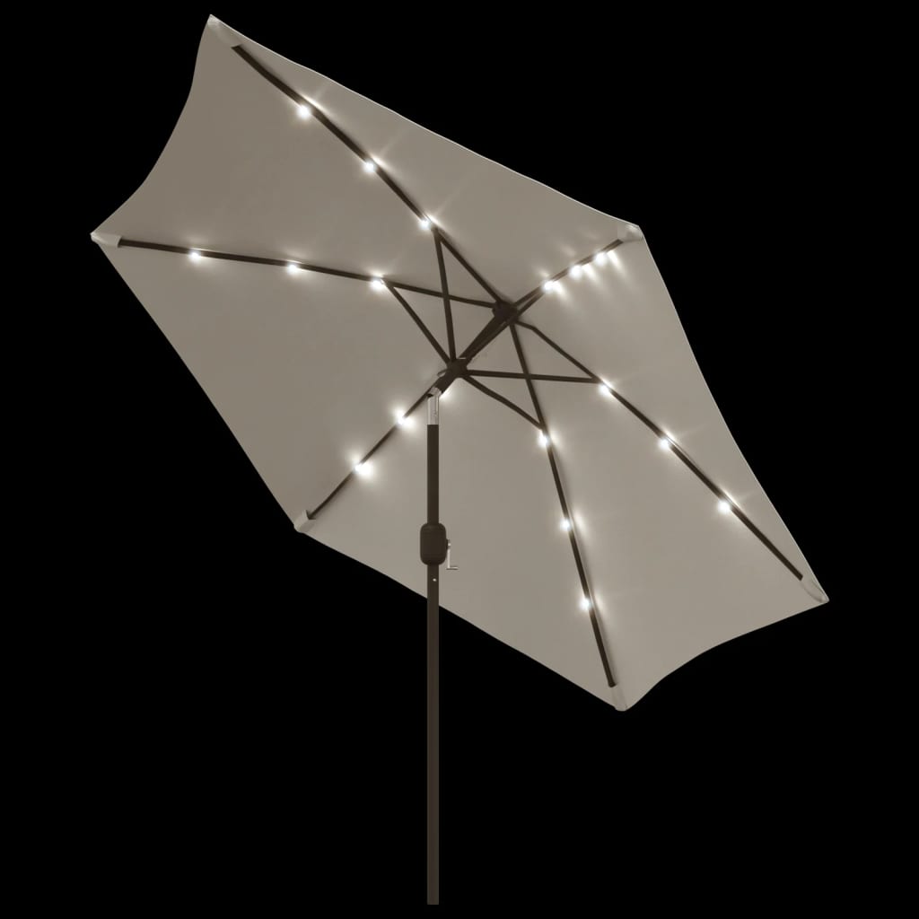 Ombrellone a Sbalzo da Giardino con LED 3m Bianco Sabbia