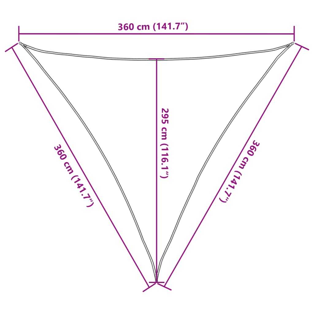 Parasole a Vela HDPE Triangolare 3,6x3,6x3,6 m Beige