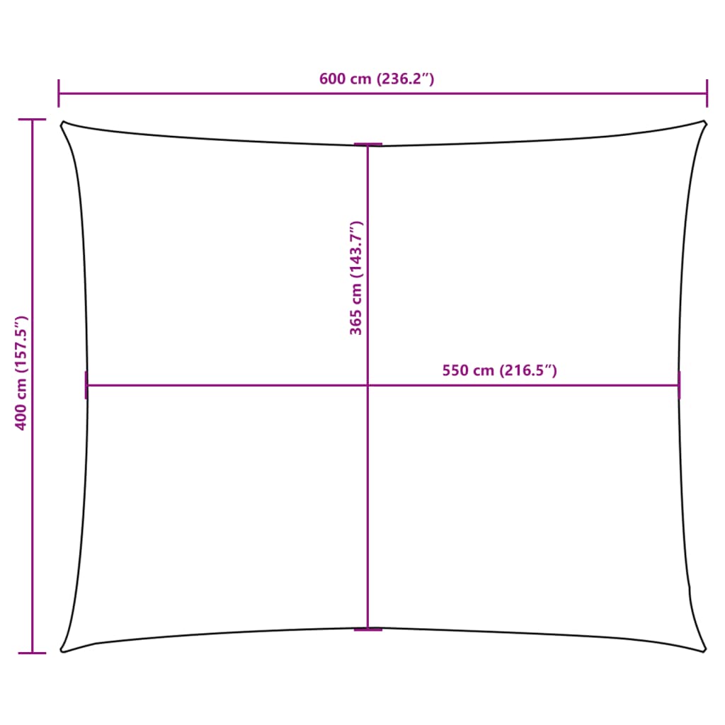 Parasole a Vela in Oxford Rettangolare 4x6 m Beige
