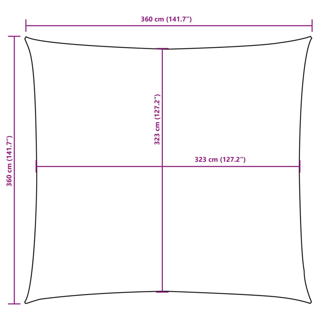 Parasole a Vela Oxford Quadrato 3,6x3,6 m Crema