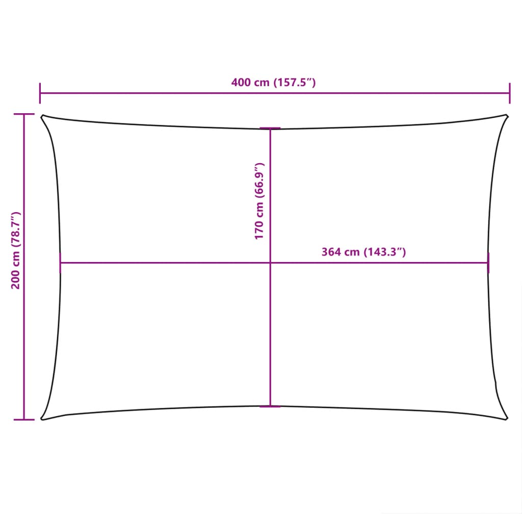 Parasole a Vela Oxford Rettangolare 2x4 m Crema