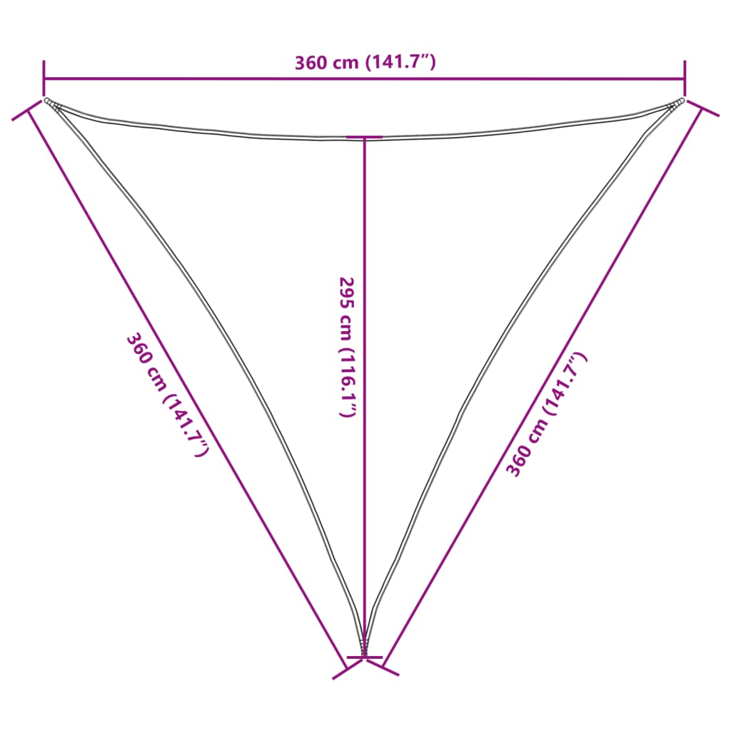 Parasole a Vela Oxford Triangolare 3,6x3,6x3,6 m Crema
