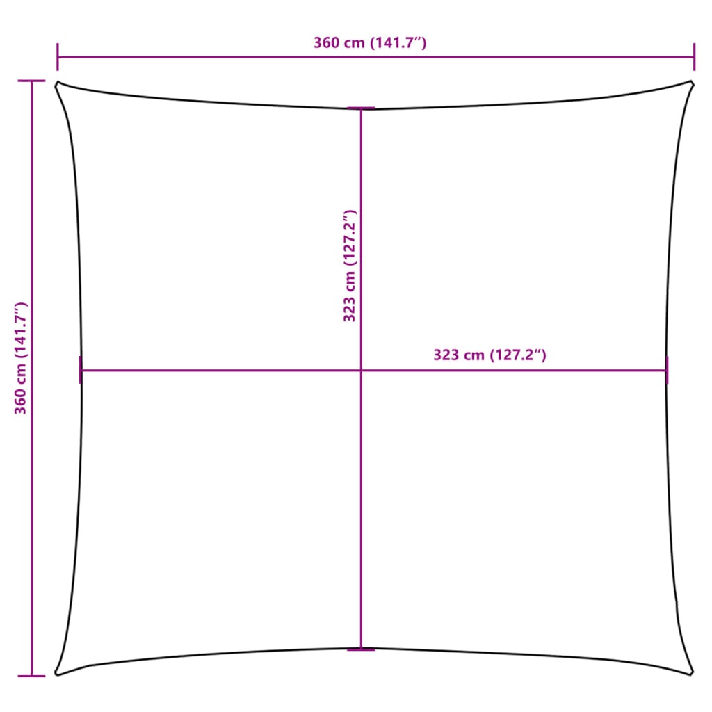 Parasole a Vela Oxford Quadrato 3,6x3,6 m Antracite