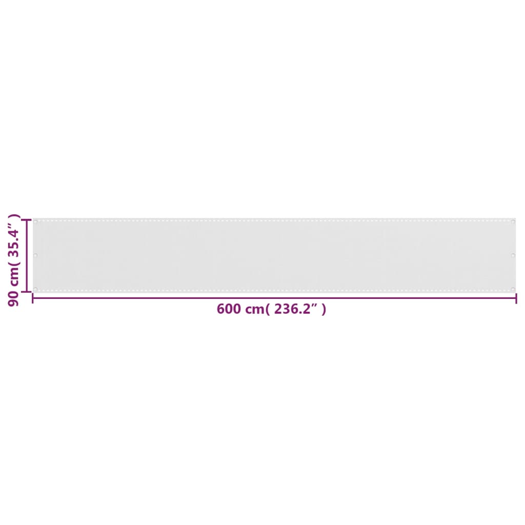 Paravento da Balcone HDPE 90x600 cm Bianco