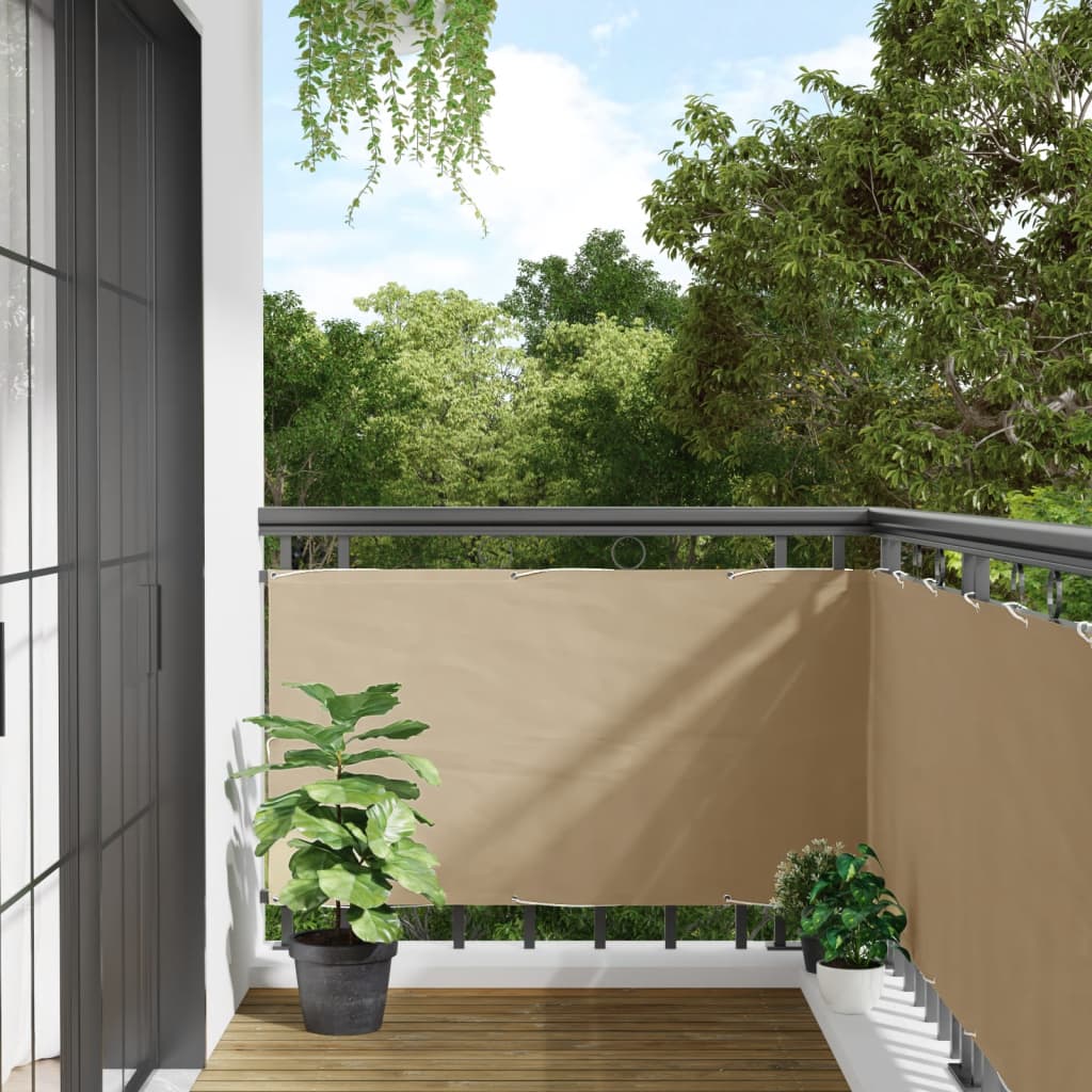 Paravento da Balcone in Tessuto Oxford 75x600 cm Beige