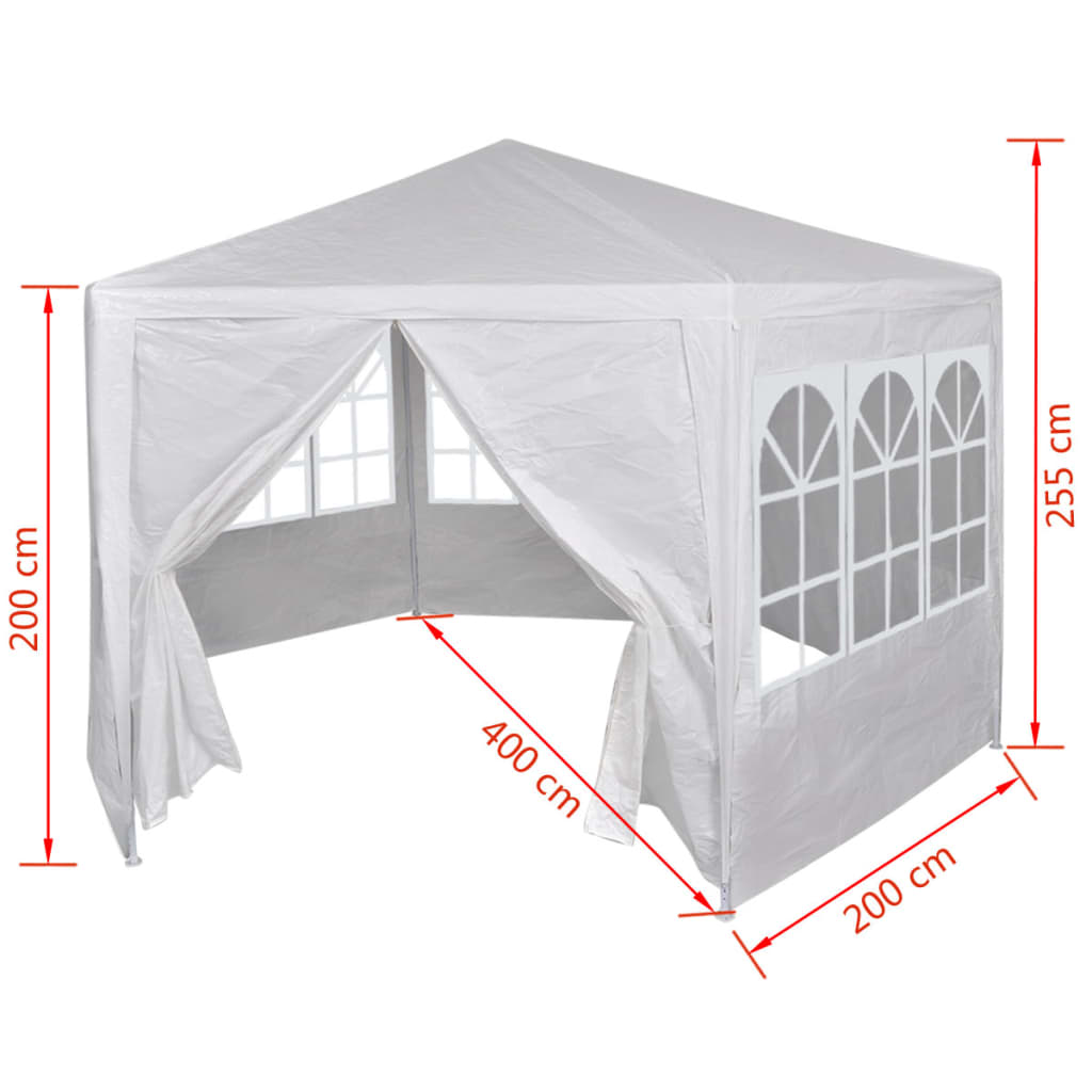Tendone con 6 Pareti Laterali Bianco 2x2 m