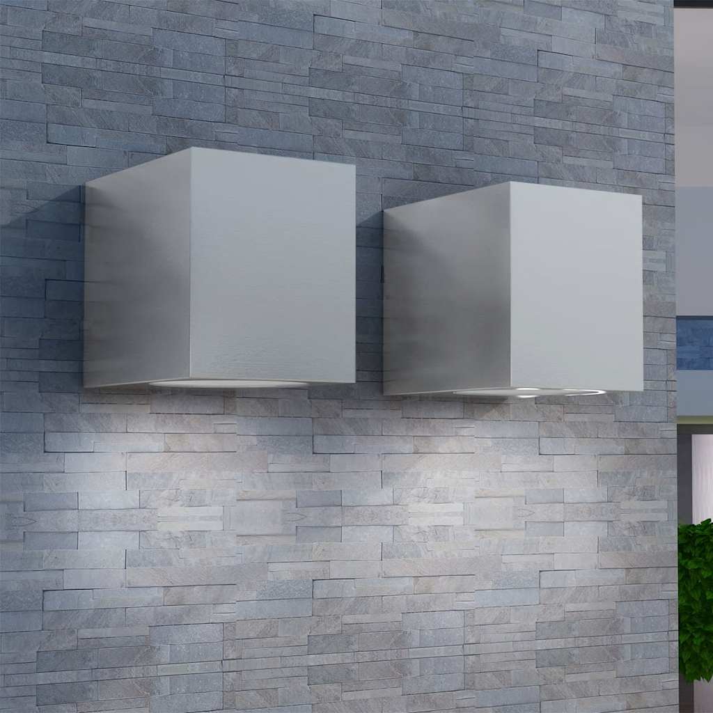 Applique LED da Parete 2 pz Esterno Quadrata Proiezione Basso