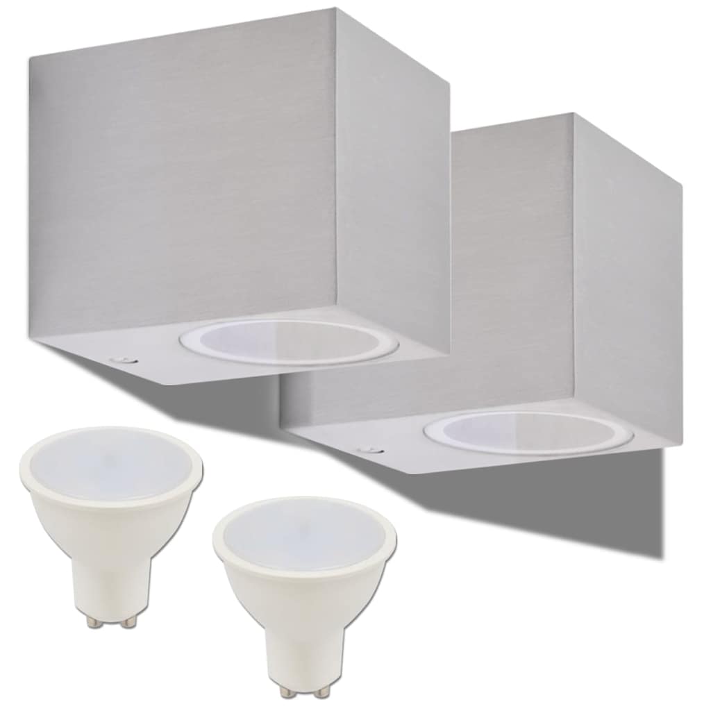 Applique LED da Parete 2 pz Esterno Quadrata Proiezione Basso