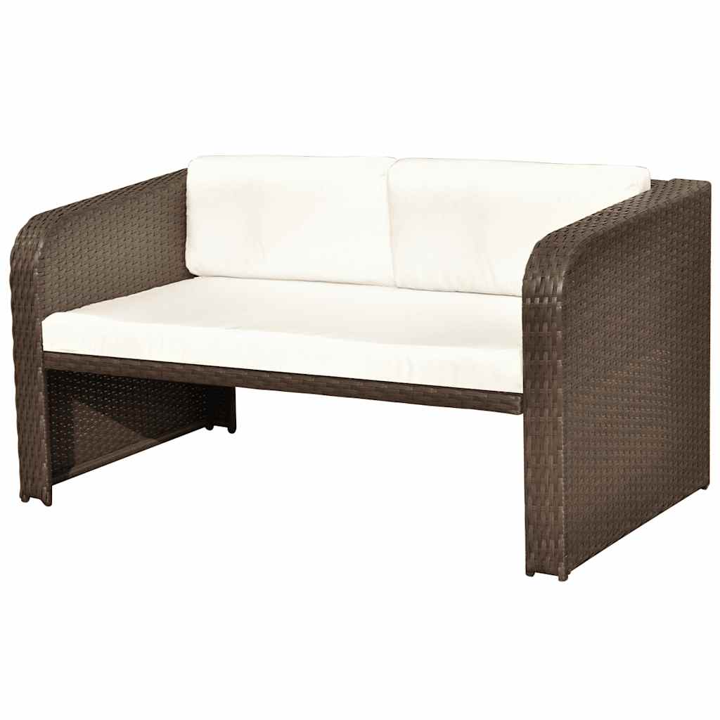 Set Divani da Giardino 4 pz con Cuscini in Polyrattan Marrone