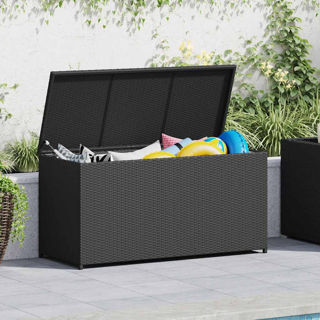 Baule da Giardino Nero 120x50x60 cm in Polyrattan