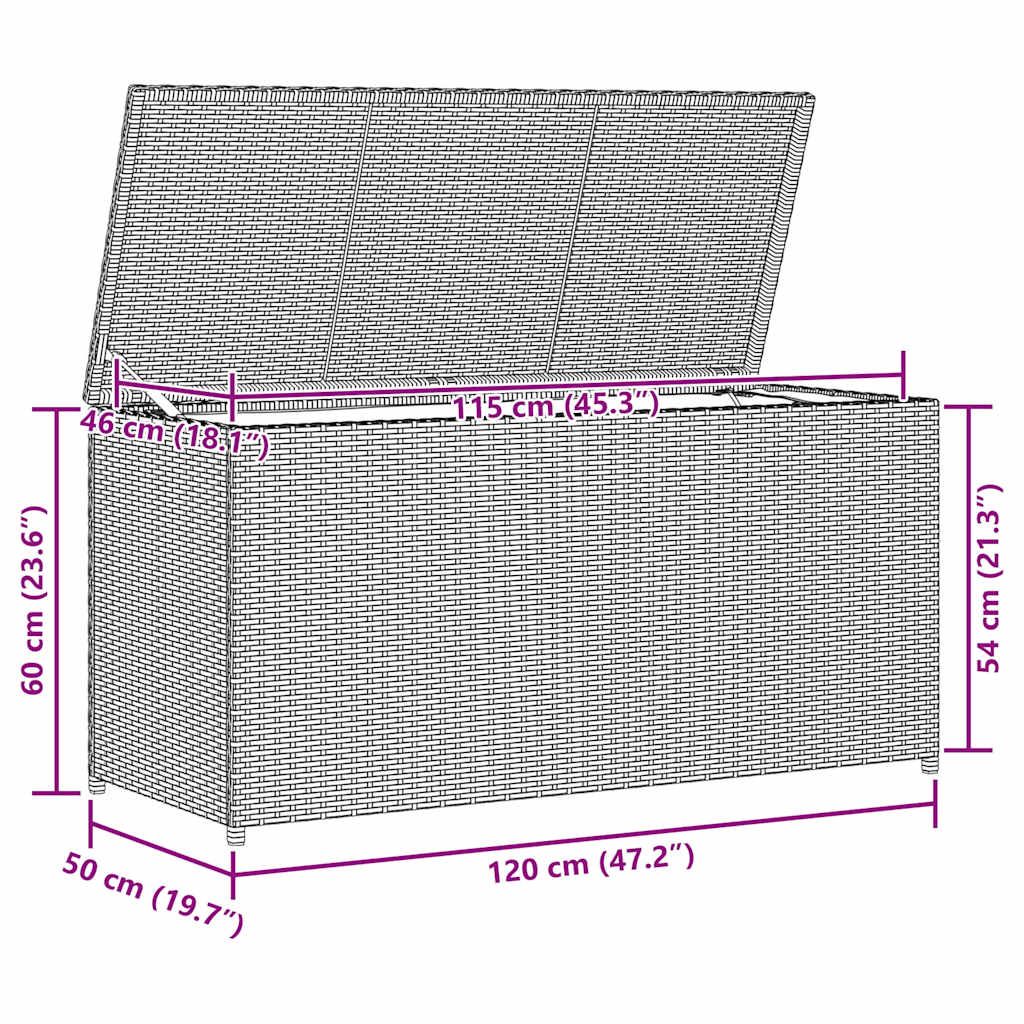 Baule da Giardino Marrone 120x50x60 cm in Polyrattan