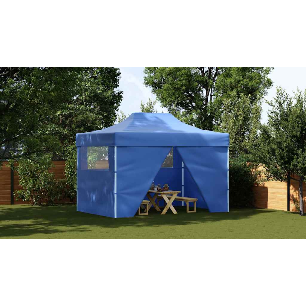 Tenda Pieghevole Pop-Up con 4 Pareti Laterali 3x4,5 m Blu