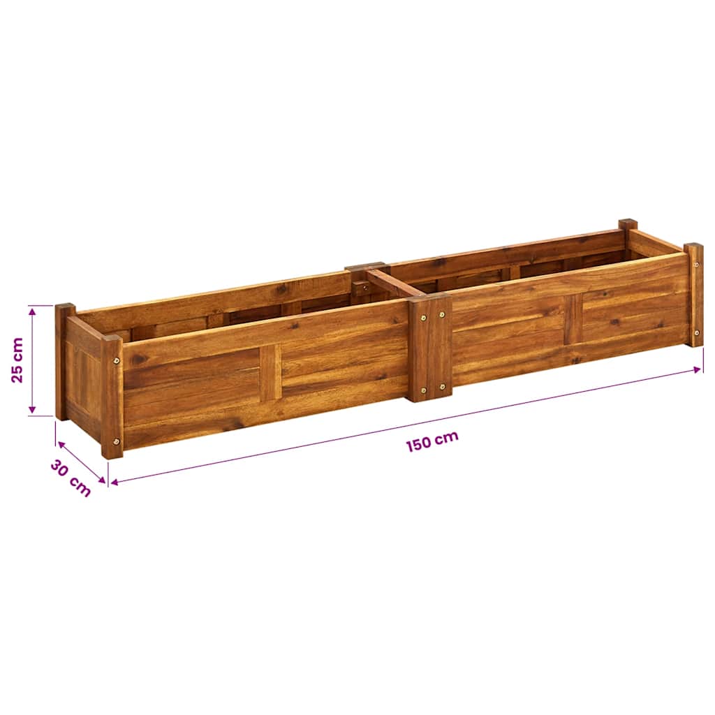 Letto Rialzato da Giardino in Legno di Acacia 150x30x25 cm