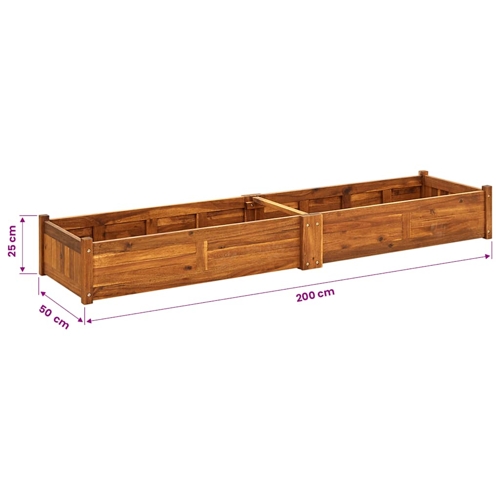 Letto Rialzato da Giardino in Legno di Acacia 200x50x25 cm