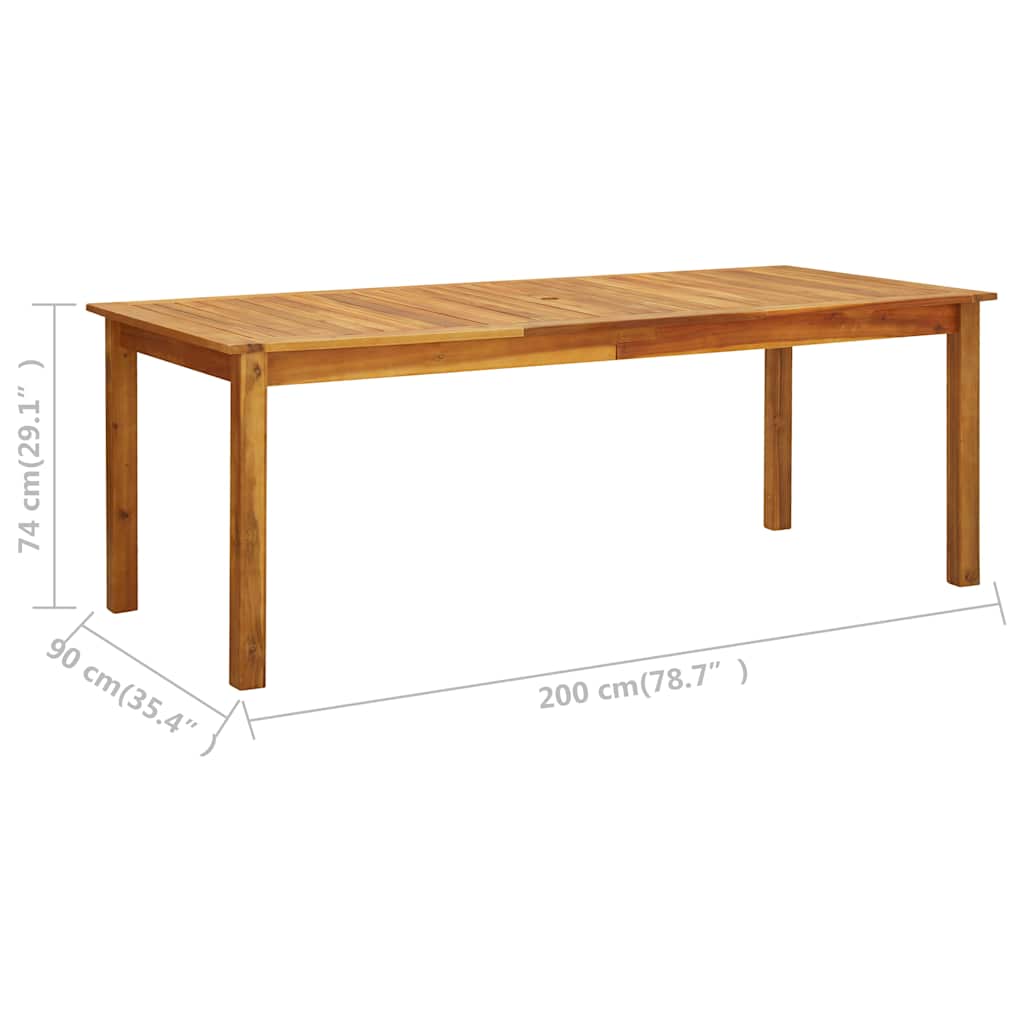 Tavolo da Giardino 200x90x74 cm in Legno Massello di Acacia