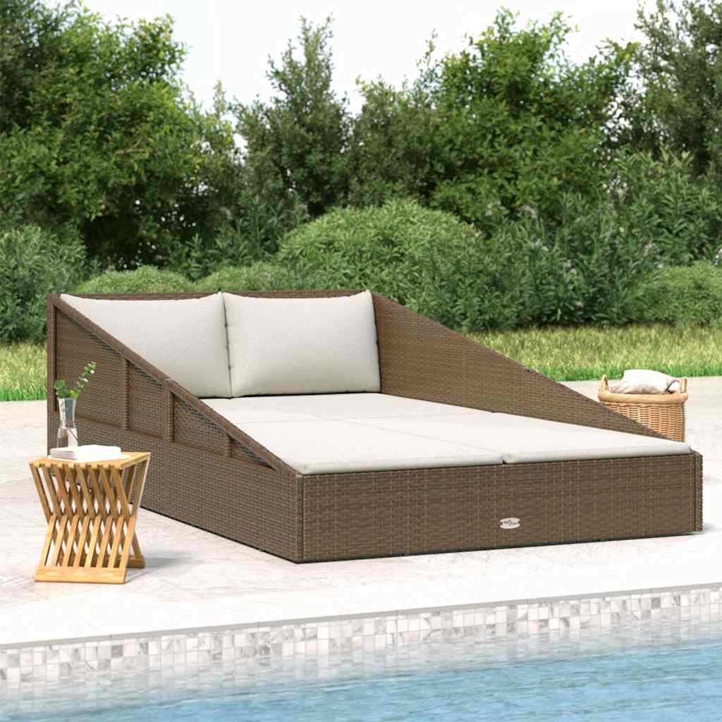 Lettino Prendisole Marrone 201x139 cm in Polyrattan