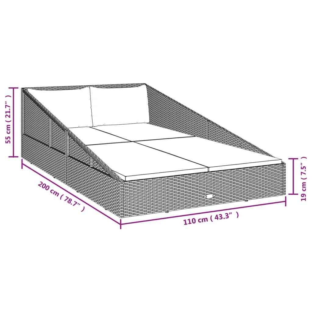 Lettino Prendisole Marrone 201x139 cm in Polyrattan