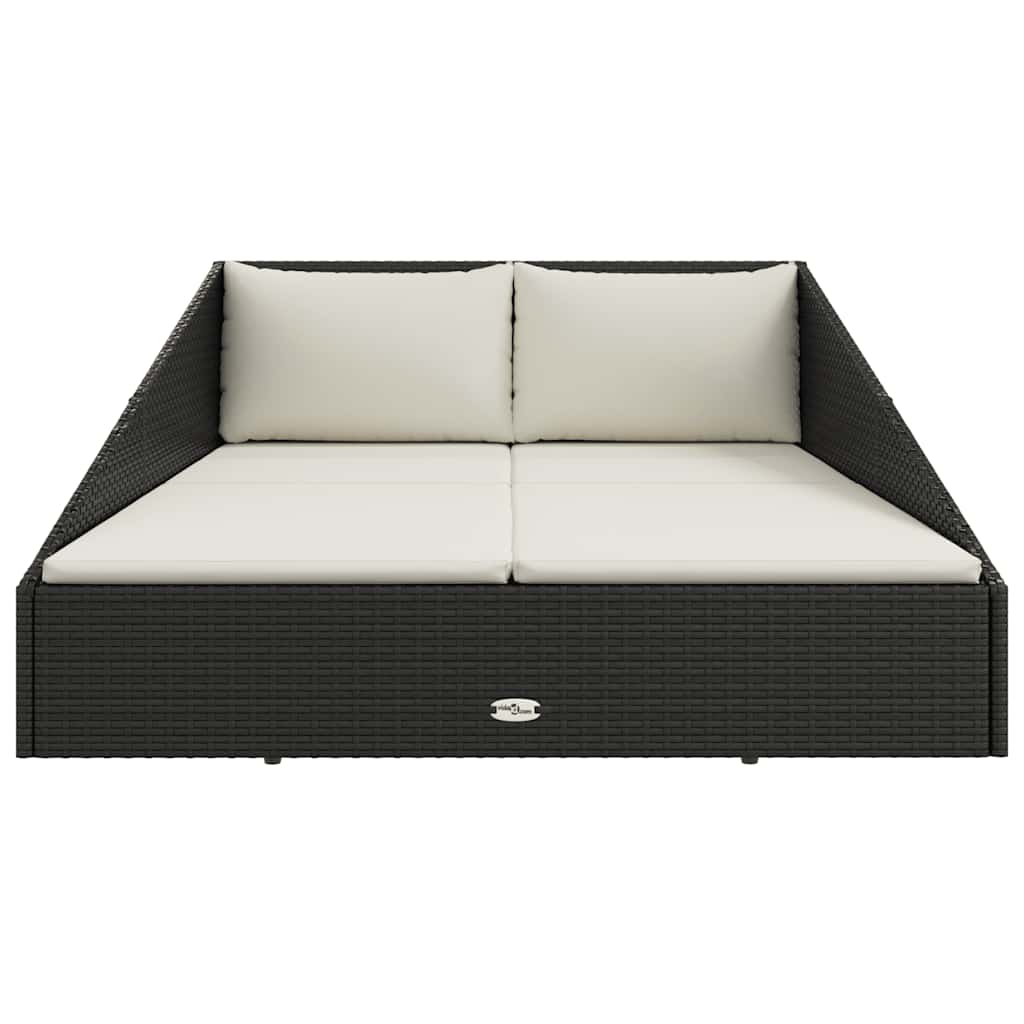 Lettino da Giardino Nero 110x200 cm in Polyrattan