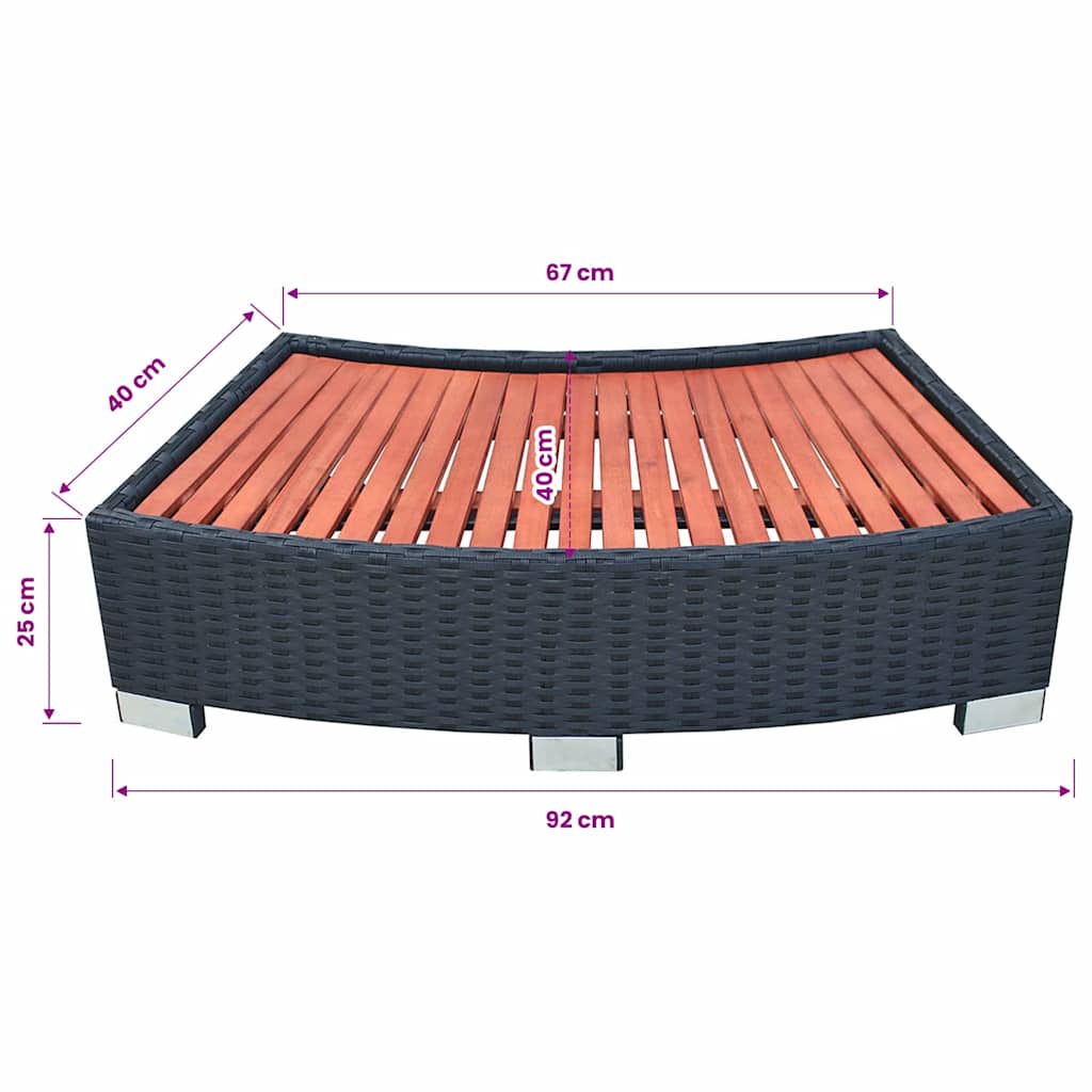 Scalino per Spa in Polyrattan 92x45x25 cm Nero