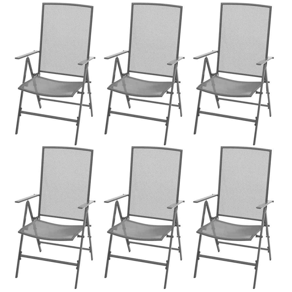 Set da Pranzo Giardino 7 pz Sedie Pieghevoli Acciaio Antracite