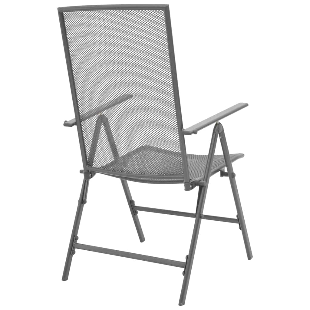 Set da Pranzo Giardino 7 pz Sedie Pieghevoli Acciaio Antracite