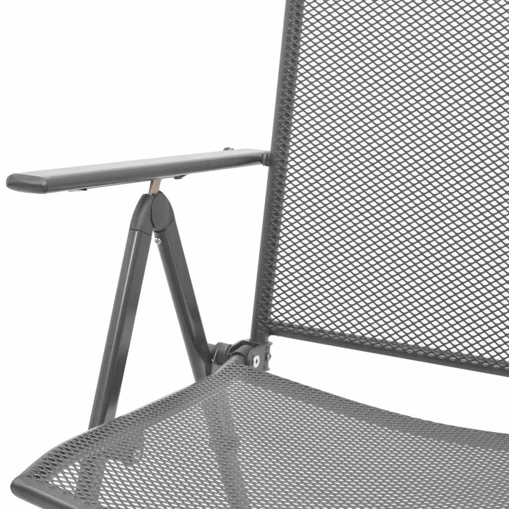 Set da Pranzo Giardino 7 pz Sedie Pieghevoli Acciaio Antracite