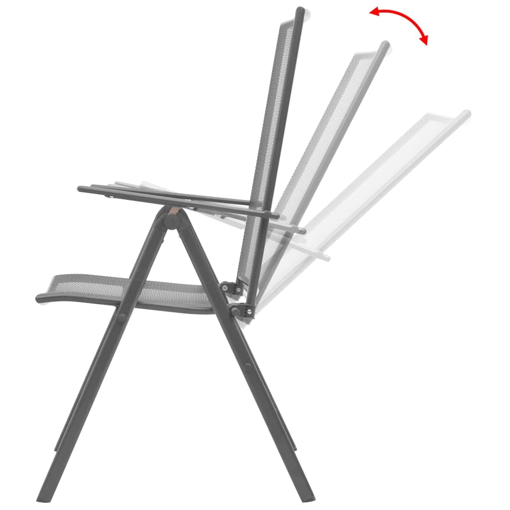 Set da Pranzo Giardino 7 pz Sedie Pieghevoli Acciaio Antracite