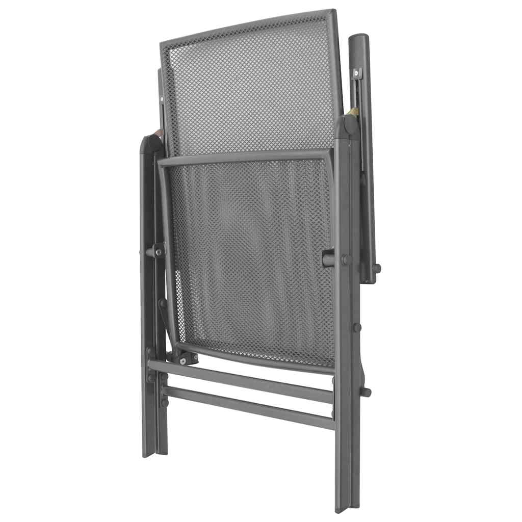 Set da Pranzo Giardino 7 pz Sedie Pieghevoli Acciaio Antracite