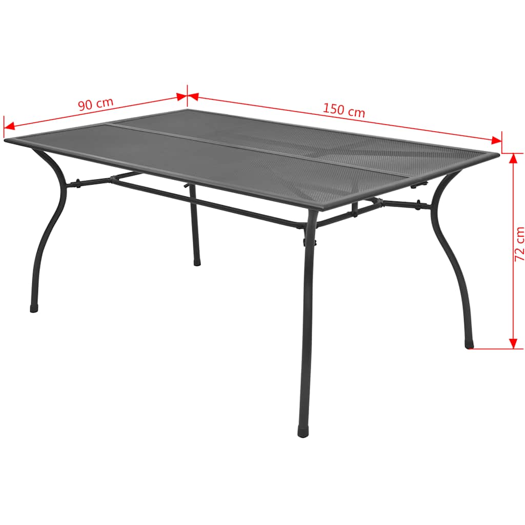 Set da Pranzo Giardino 7 pz Sedie Pieghevoli Acciaio Antracite