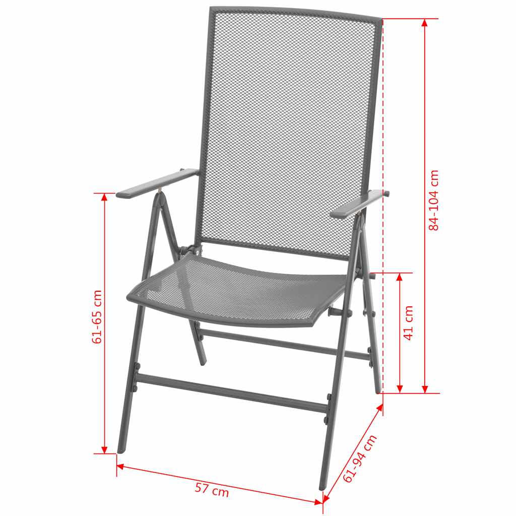 Set da Pranzo Giardino 7 pz Sedie Pieghevoli Acciaio Antracite