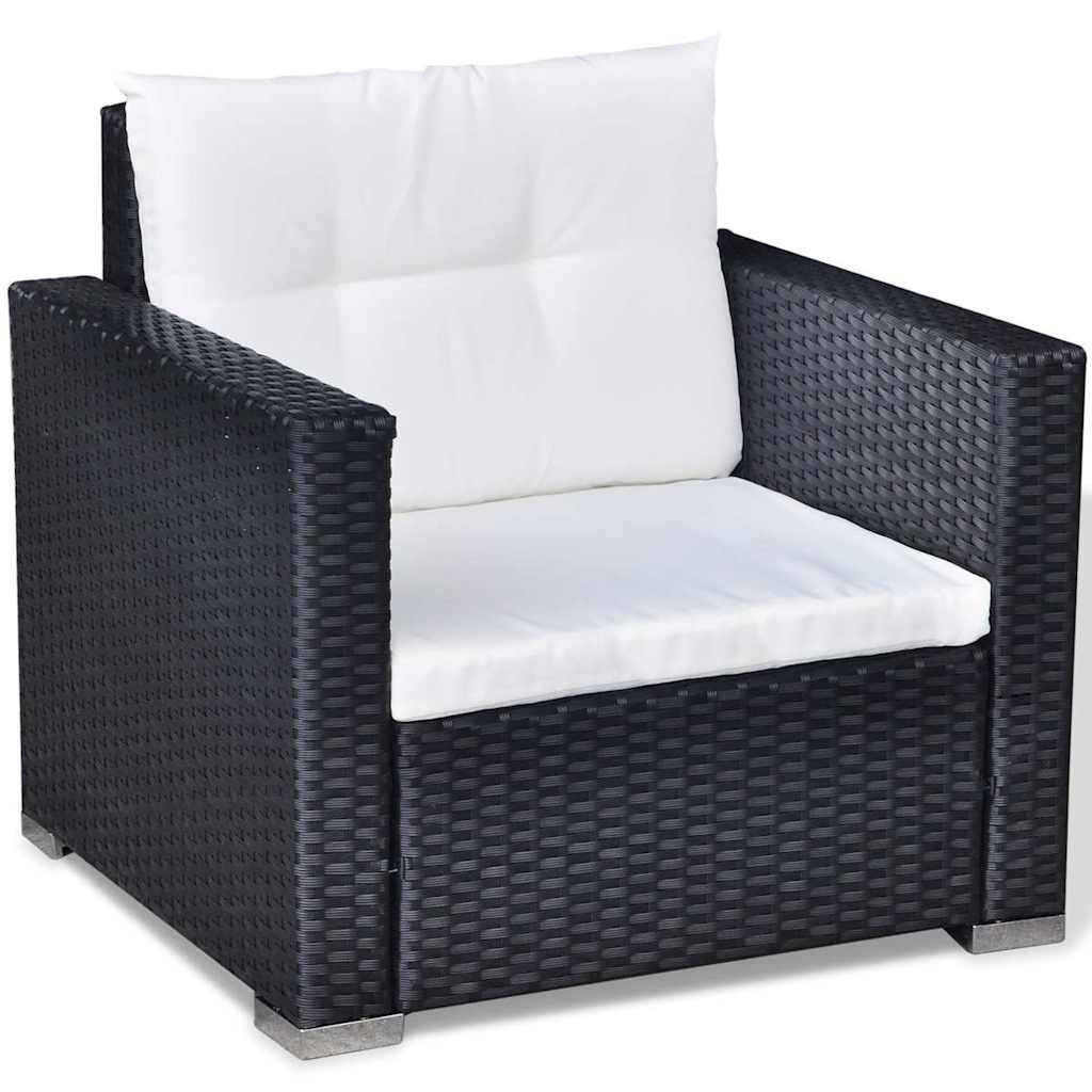 Set Divani da Giardino 6 pz con Cuscini in Polyrattan Nero