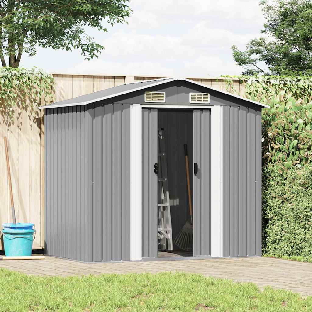 Capanno per Attrezzi in Metallo Grigio 204x132x186 cm