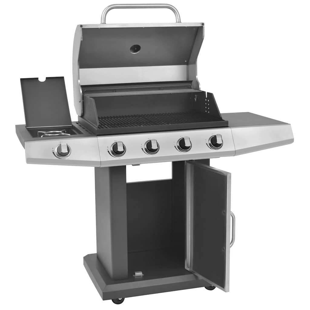 Griglia Barbecue a Gas Argento Acciaio con Tubo Metallico