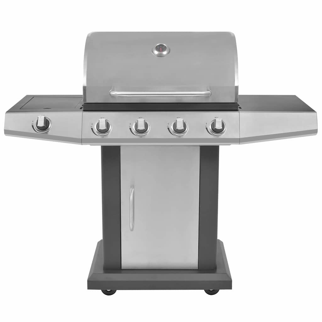 Griglia Barbecue a Gas Argento Acciaio con Tubo Metallico