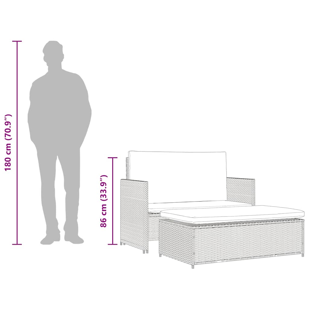 Divano da Giardino in Polyrattan Marrone