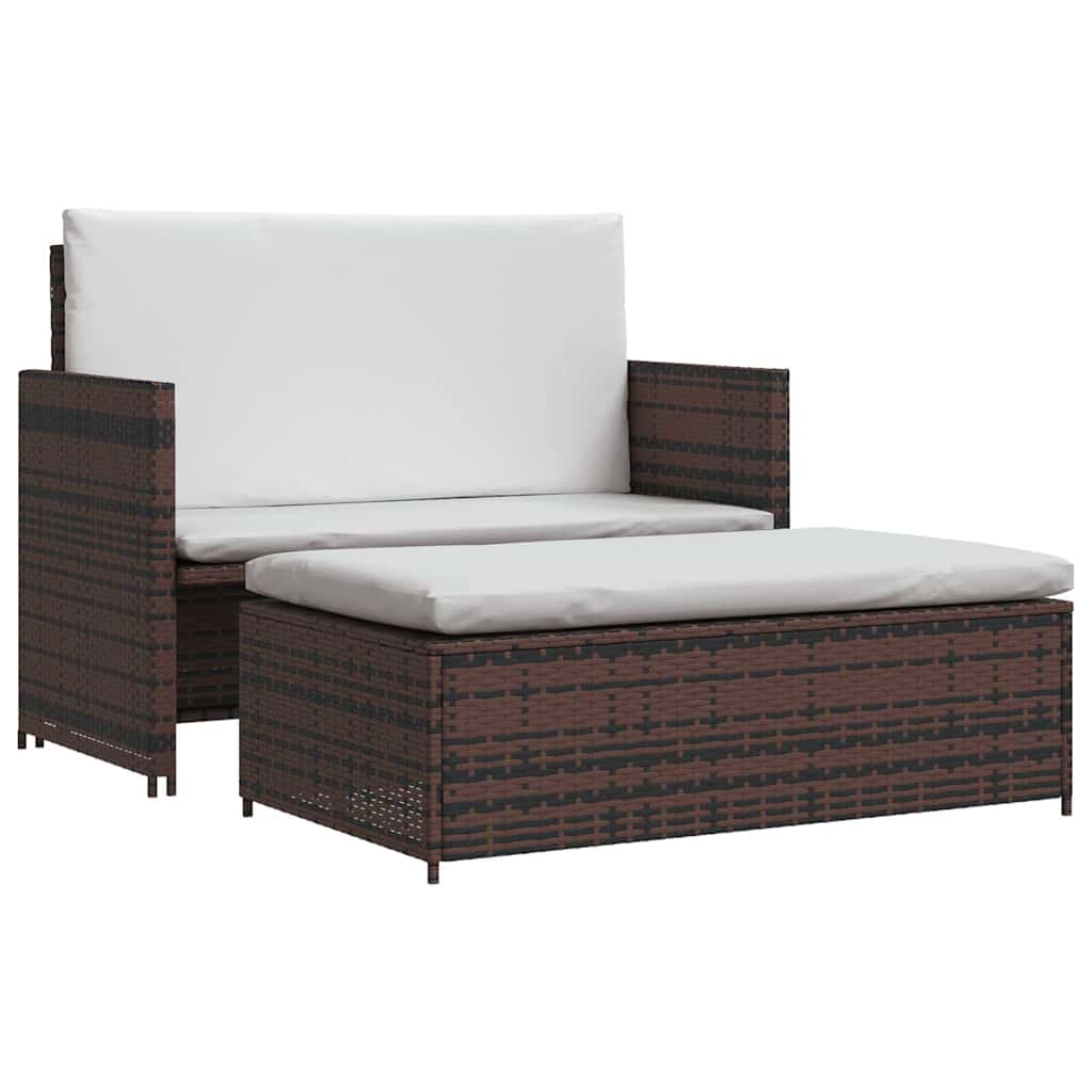 Divano da Giardino in Polyrattan Marrone