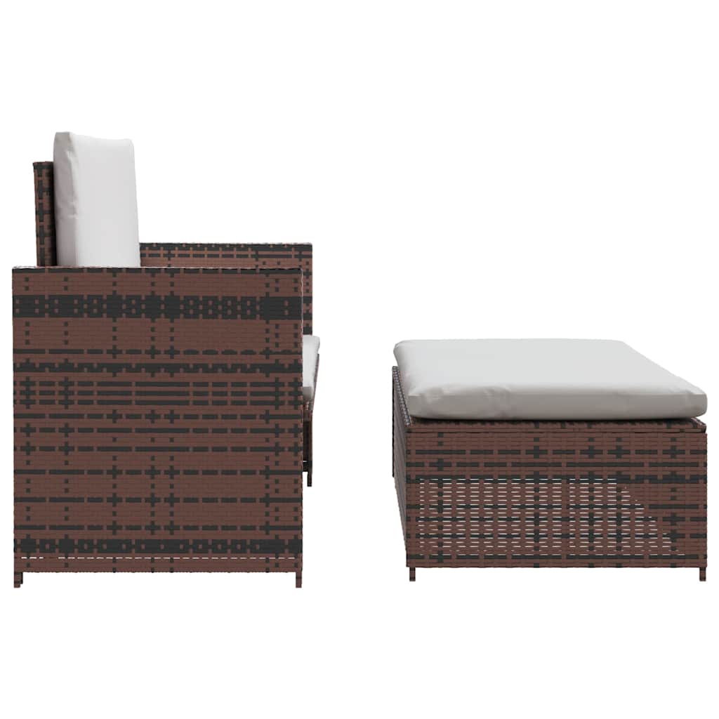 Divano da Giardino in Polyrattan Marrone