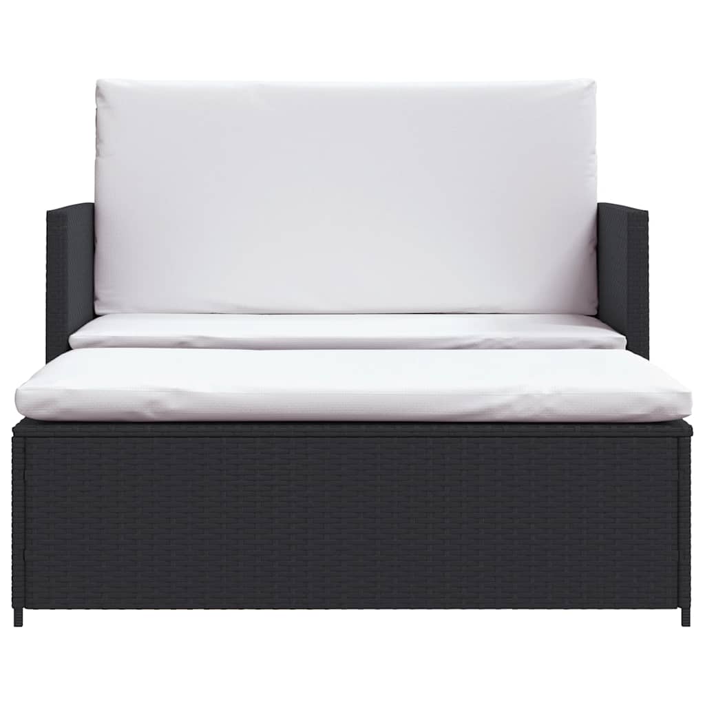 Set Divani da Giardino 2 pz con Cuscini in Polyrattan Nero