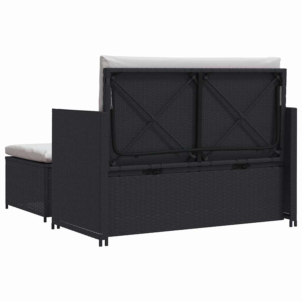 Set Divani da Giardino 2 pz con Cuscini in Polyrattan Nero