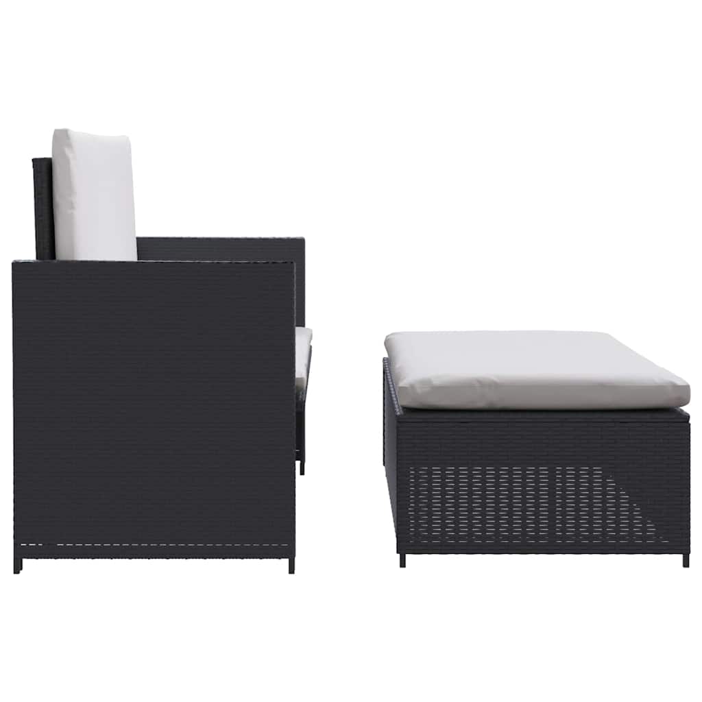 Set Divani da Giardino 2 pz con Cuscini in Polyrattan Nero