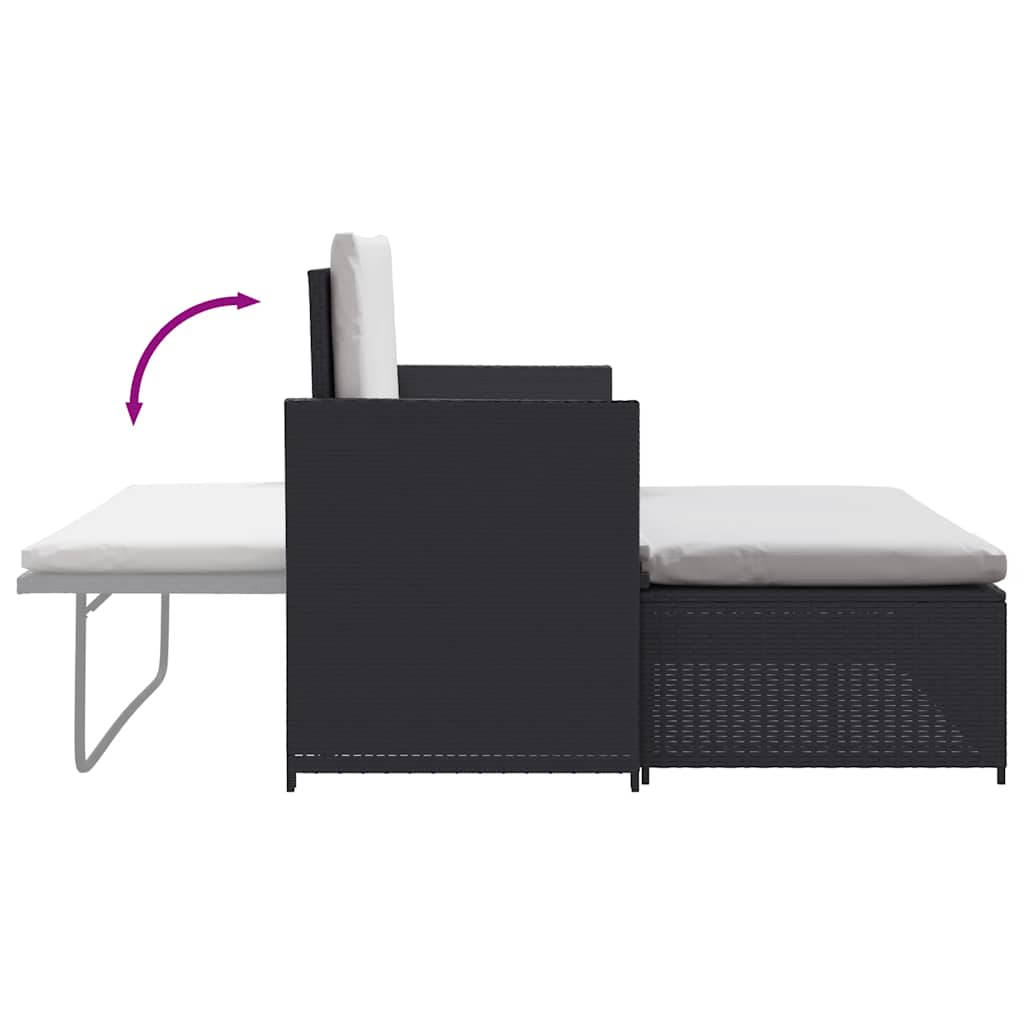 Set Divani da Giardino 2 pz con Cuscini in Polyrattan Nero