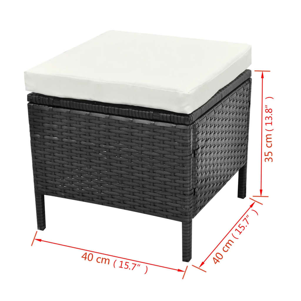 Set Divani da Giardino 4 pz con Cuscini in Polyrattan Nero
